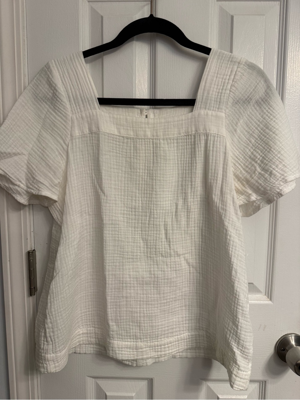 Madewell Cream Square-Neck Gauze Puff Sleeve Blouse